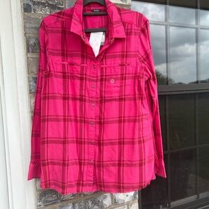 Eddie Bauer Pink Plaid Button Down Shirt